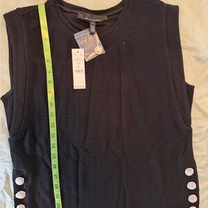 White House Black Market Black Tank Top with Button Details